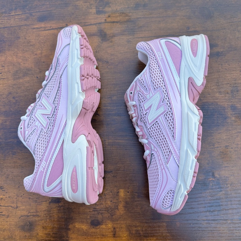 New Balance Pink and White Women's Sneakers - Picture 6 of 9